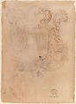 Design for a Lectern (recto); Design for a Cartouche (verso)
., Attributed to Giovanni Battista Foggini (Italian, Florence 1652–1725 Florence), Pen and brown ink, brush and brown wash, over black chalk (recto); pen and brown ink and black chalk (verso)